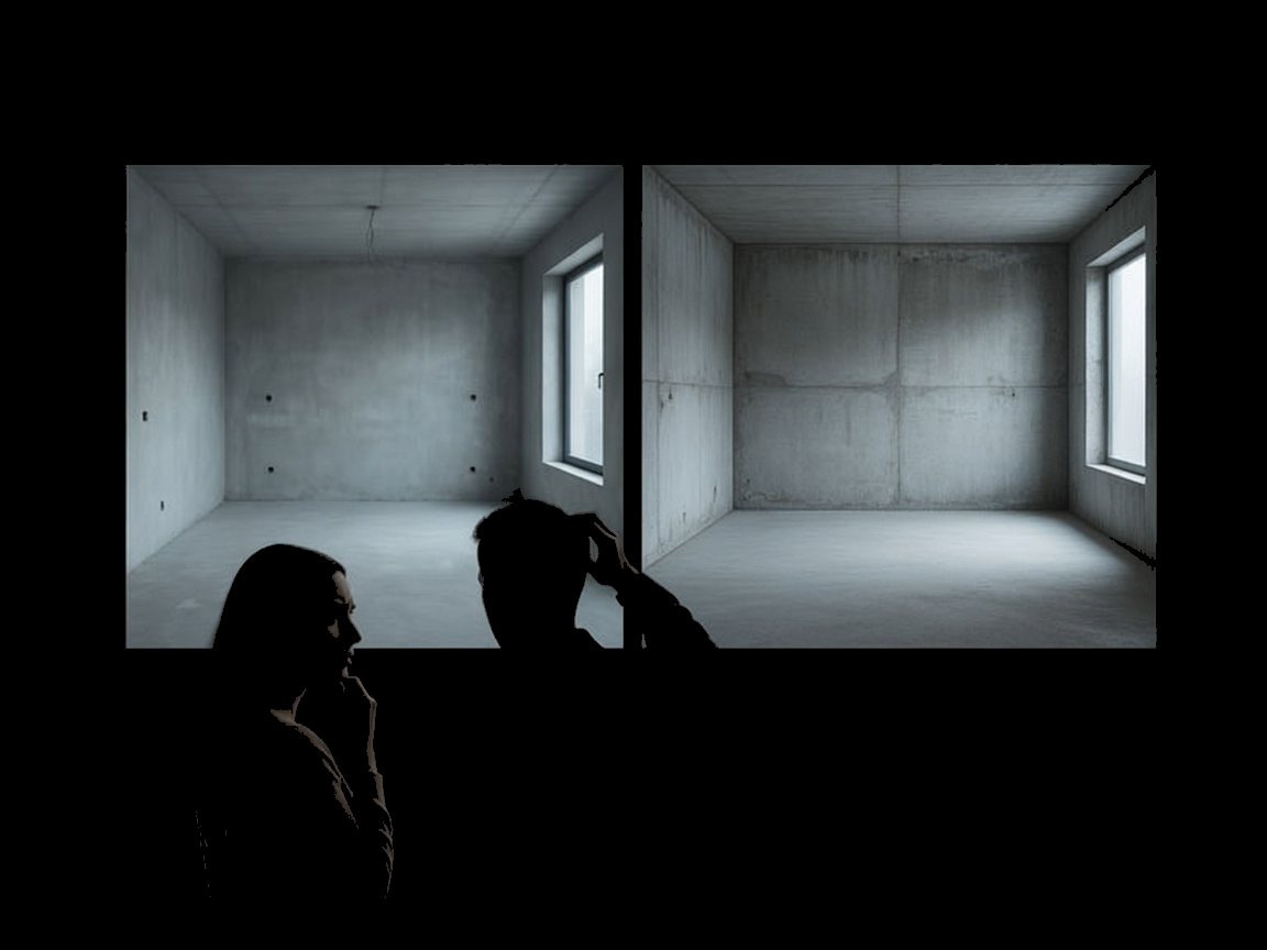 Confused buyers looking at empty unfinished room shells